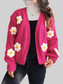 Flower Open Front Long Sleeve Cardigan nicholesgifts
