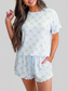 Printed Round Neck Top and Shorts Two-Piece Lounge Set nicholesgifts