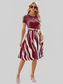 Printed Tie Waist Short Sleeve Dress nicholesgifts