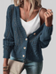 Openwork Button Up Long Sleeve Cardigan nicholesgifts