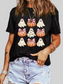 Women Halloween Bowknot Ghost Pumpkin Graphic T Shirt nicholesgifts