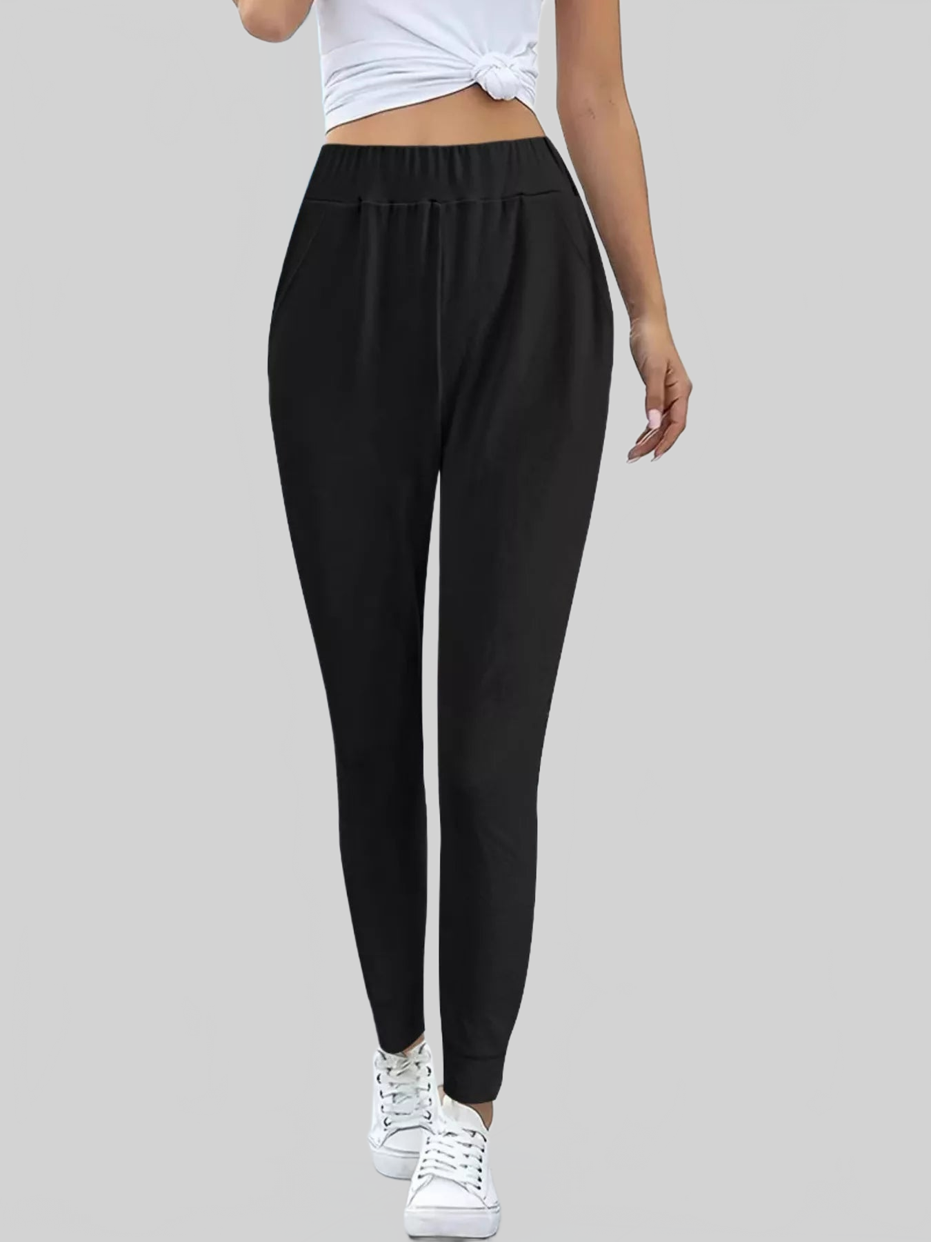 Women Comfortable Elastic Waist Casual Pants nicholesgifts