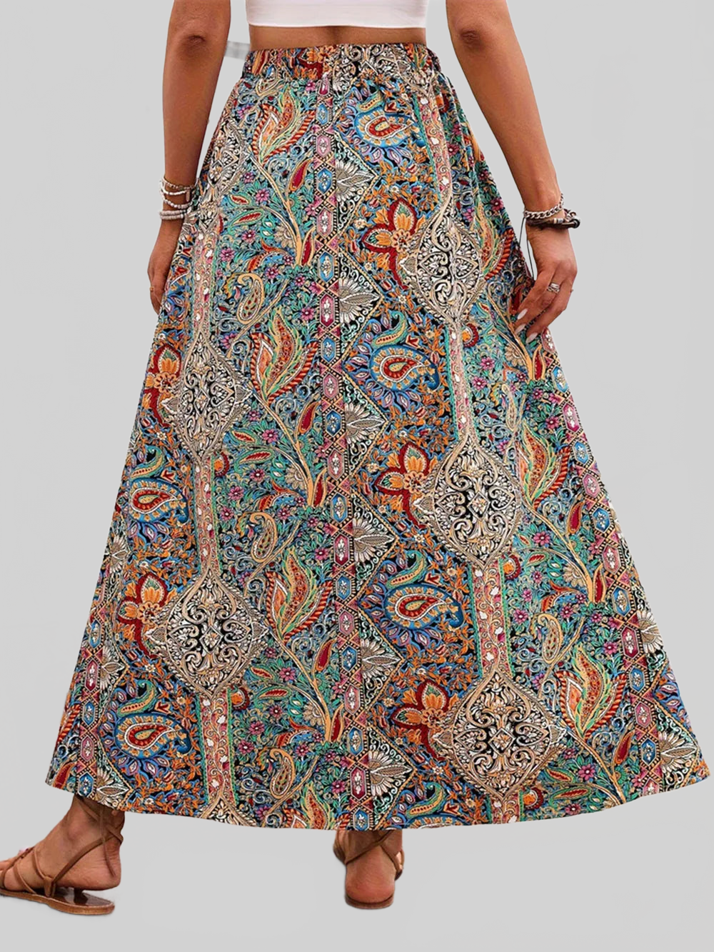 Slit Printed Elastic Waist Skirt nicholesgifts