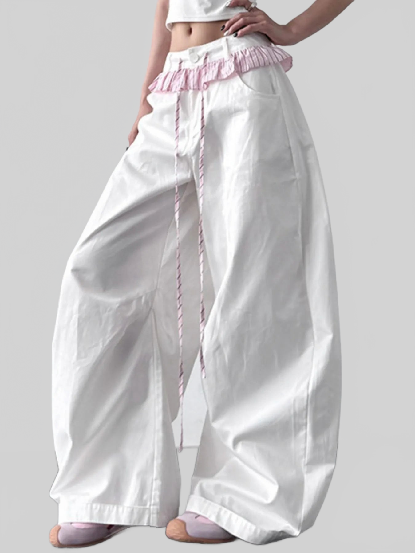 Women Wide Leg Drawstring Casual Pants nicholesgifts