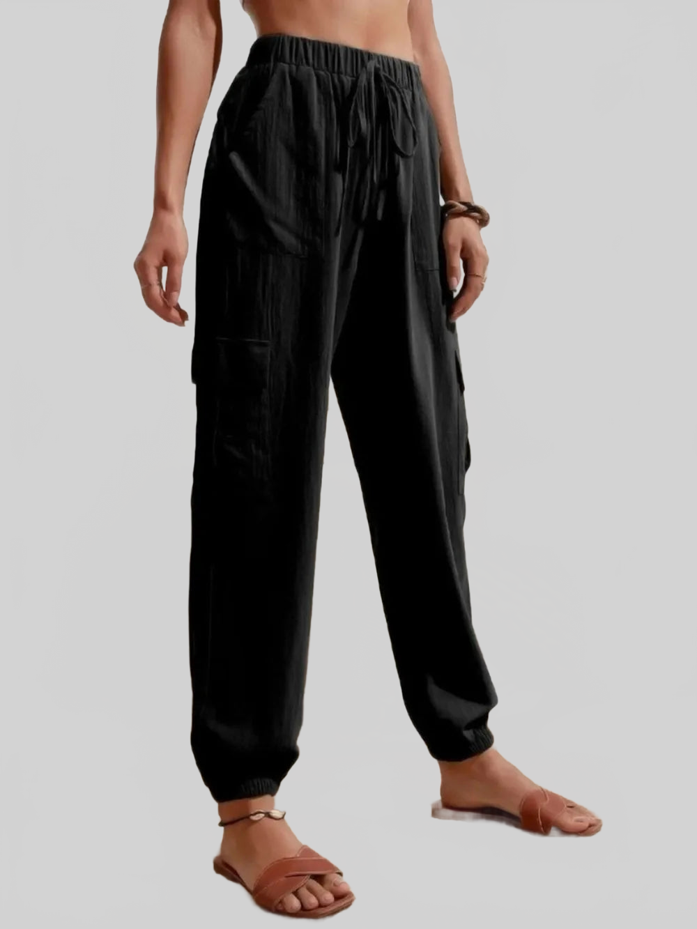 Drawstring Joggers with Cargo Pockets nicholesgifts