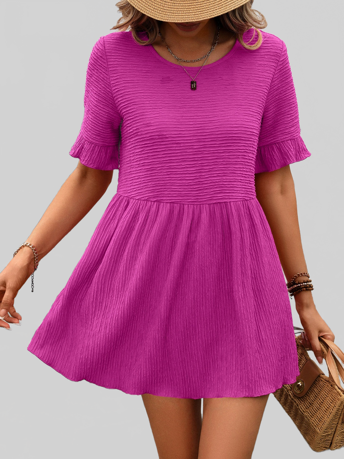 Women Round Neck Short Sleeve Blouse nicholesgifts