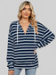 Drawstring Striped Long Sleeve Hoodie NicholesGifts