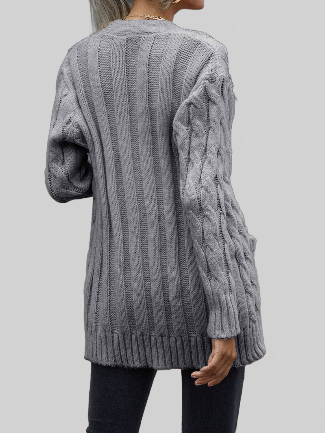 Women Cable-Knit Button Down Cardigan nicholesgifts