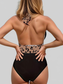 Women Full Size Leopard Halter Neck One-Piece Swimwear Plus Size nicholesgifts