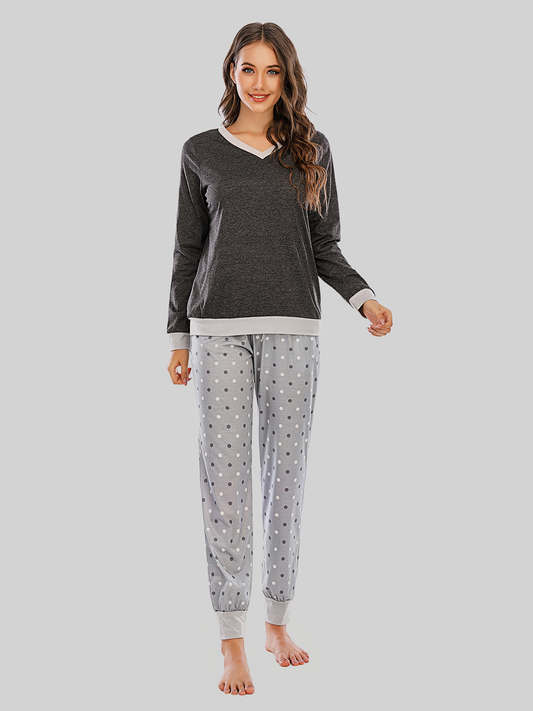 Long Sleeve Top and Polka Dot Pants Set nicholesgifts
