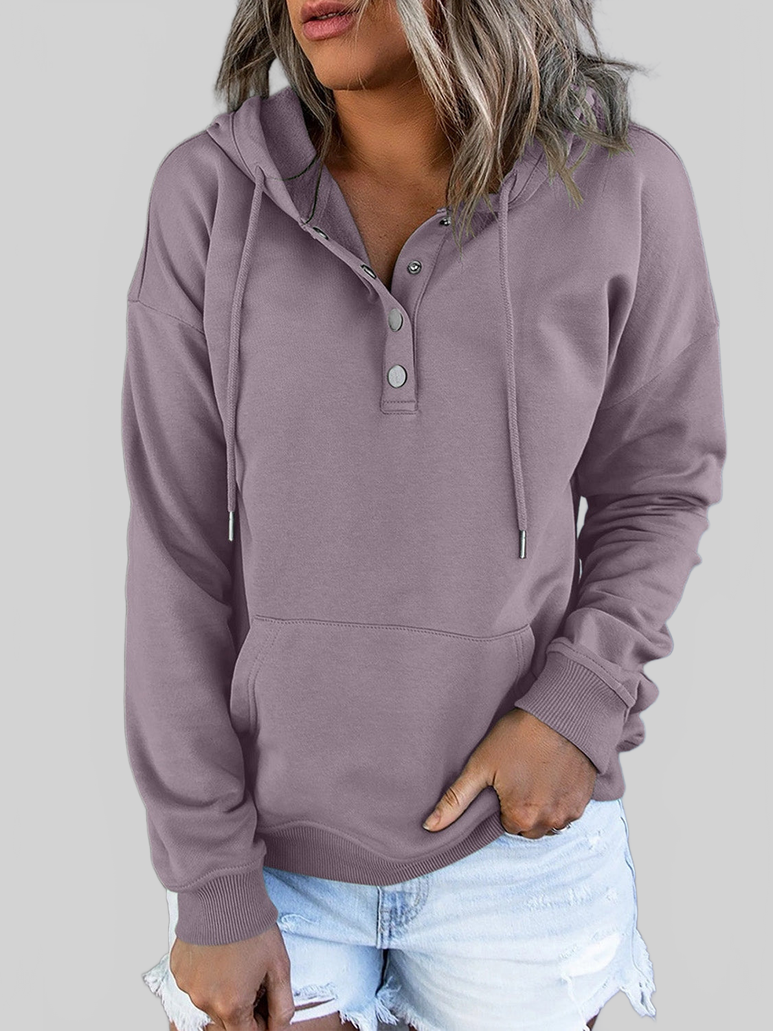 NicholesGifts Women Dropped Shoulder Long Sleeve Hoodie with Pocket NicholesGifts