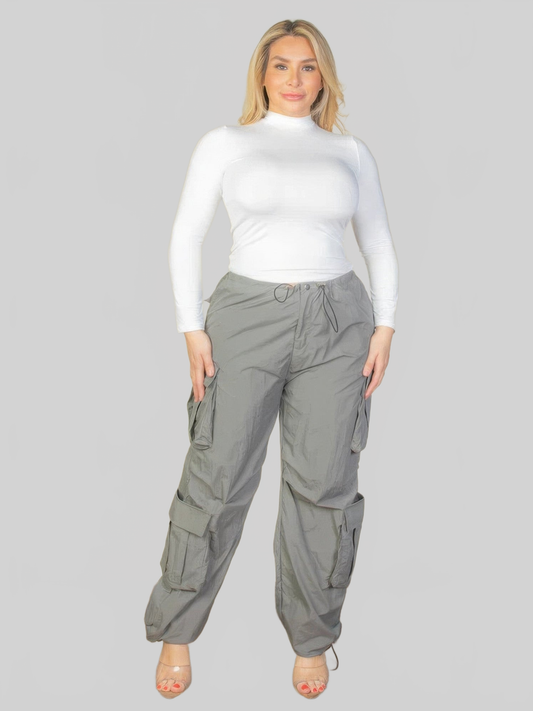 Plus Size Women Flap Pockets Drawstring Ruched Parachute Pants NicholesGifts