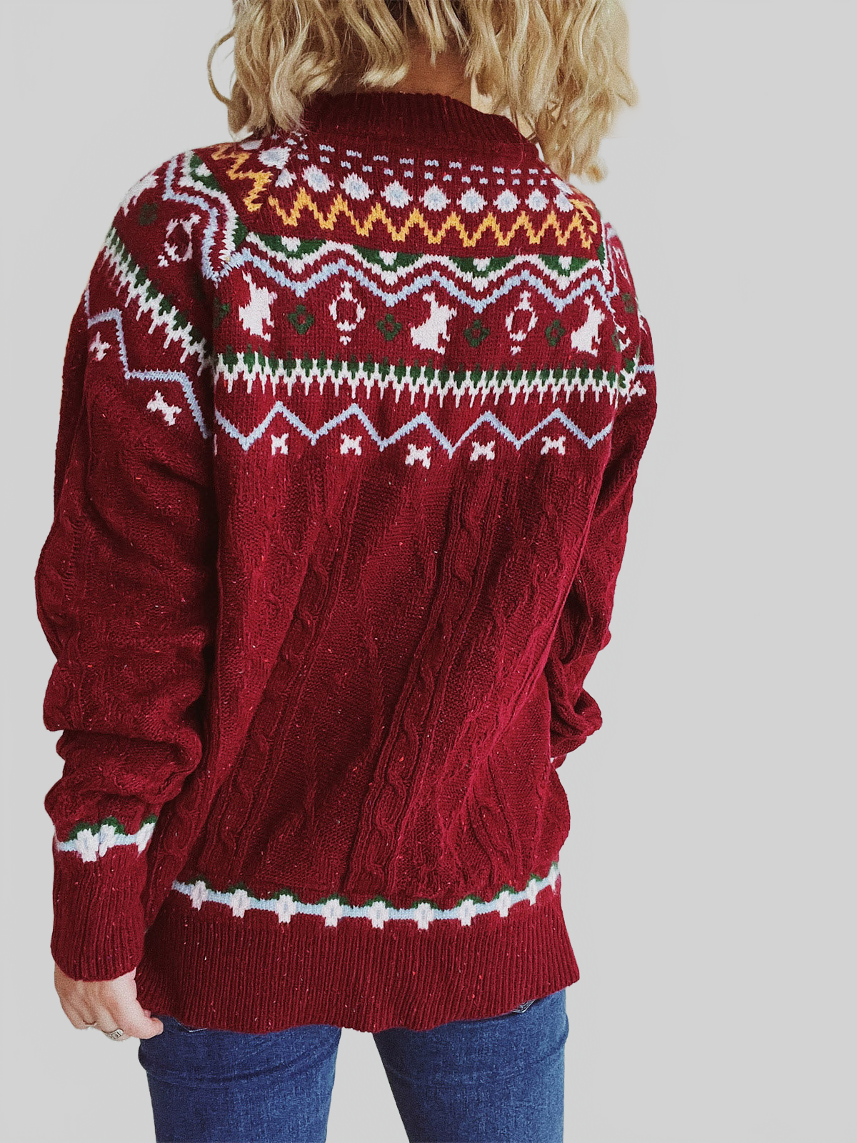 Women Cable-Knit Mock Neck Long Sleeve Sweater nicholesgifts