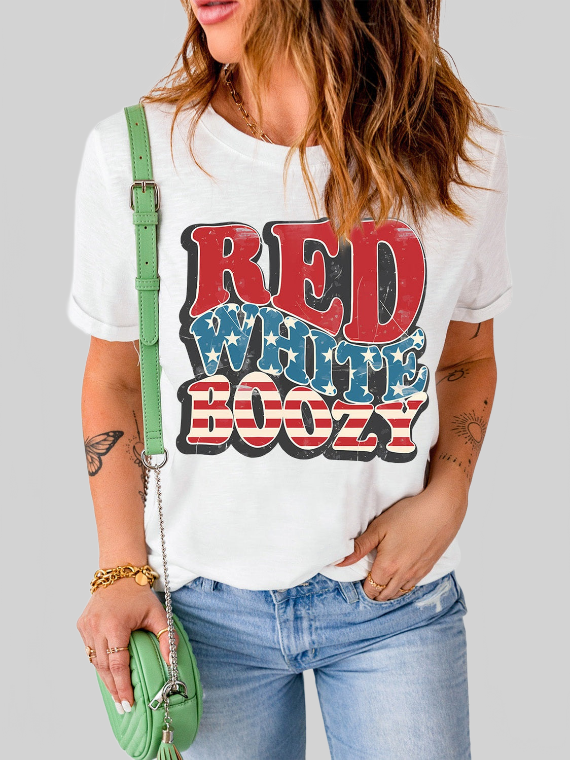 Women Letter Graphic Round Neck Short Sleeve T-Shirt nicholesgifts