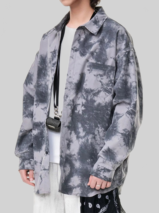 Men's Plus Size Tie-Dye Oversized Button-Up Shirt nicholesgifts