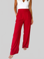 Women Pleated Detail Pull On High Elastic Waist Loose Straight Pants nicholesgifts