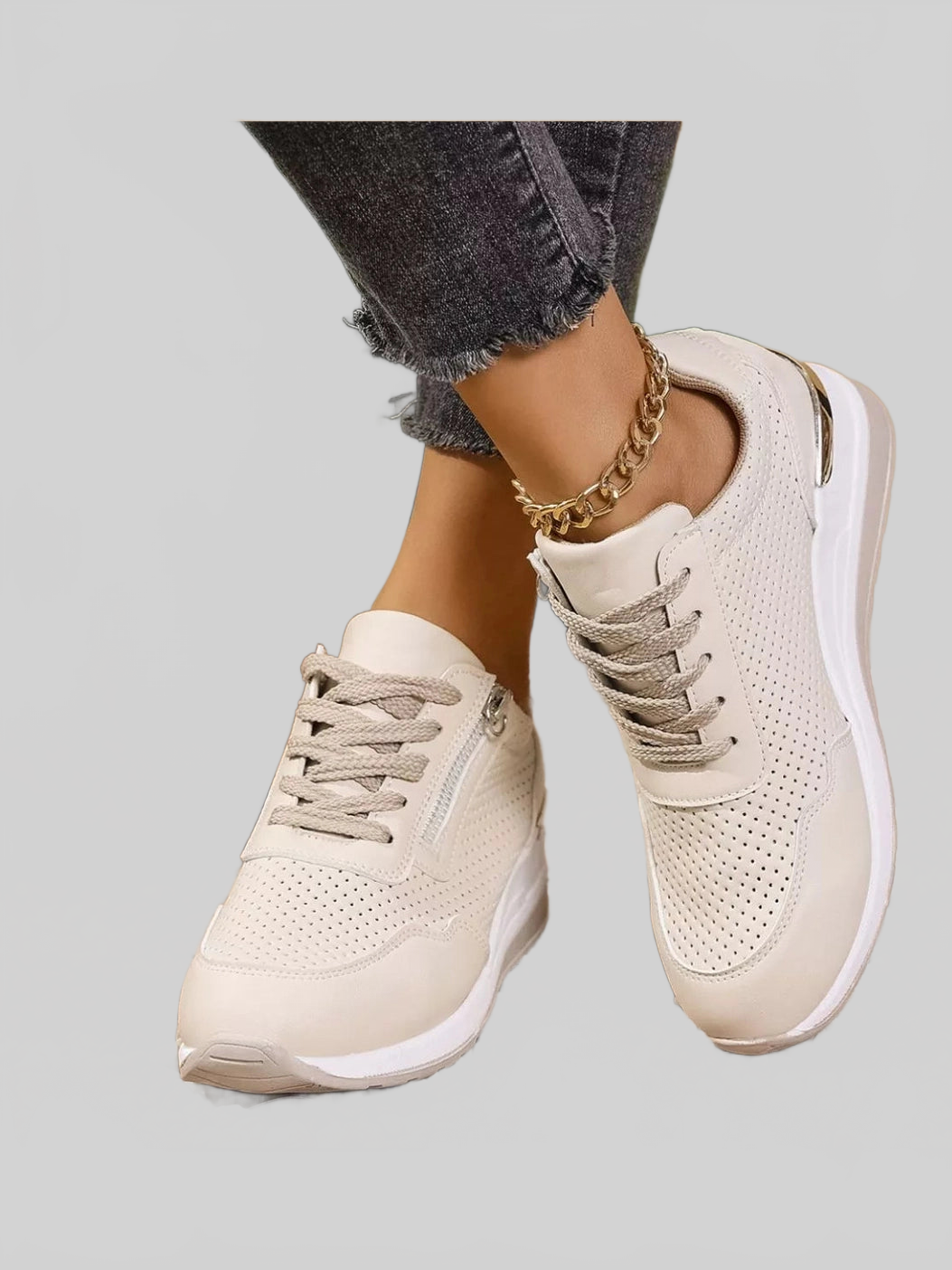 Lace Up Wedge Sneakers nicholesgifts