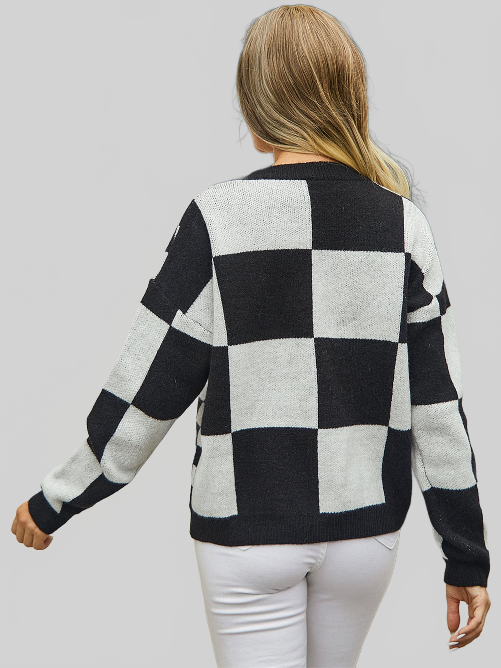Angel Wings Plaid V-Neck Dropped Shoulder Cardigan nicholesgifts