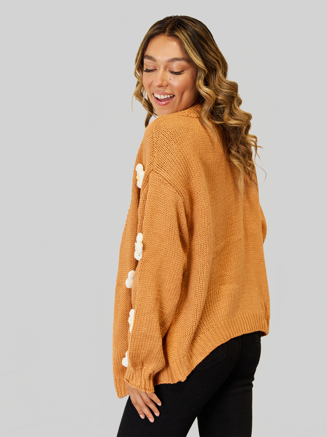 Women Angel Wings Flower Dropped Shoulder Open Front Cardigan nicholesgifts