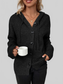 Women Drawstring Button Up Hooded Cardigan nicholesgifts