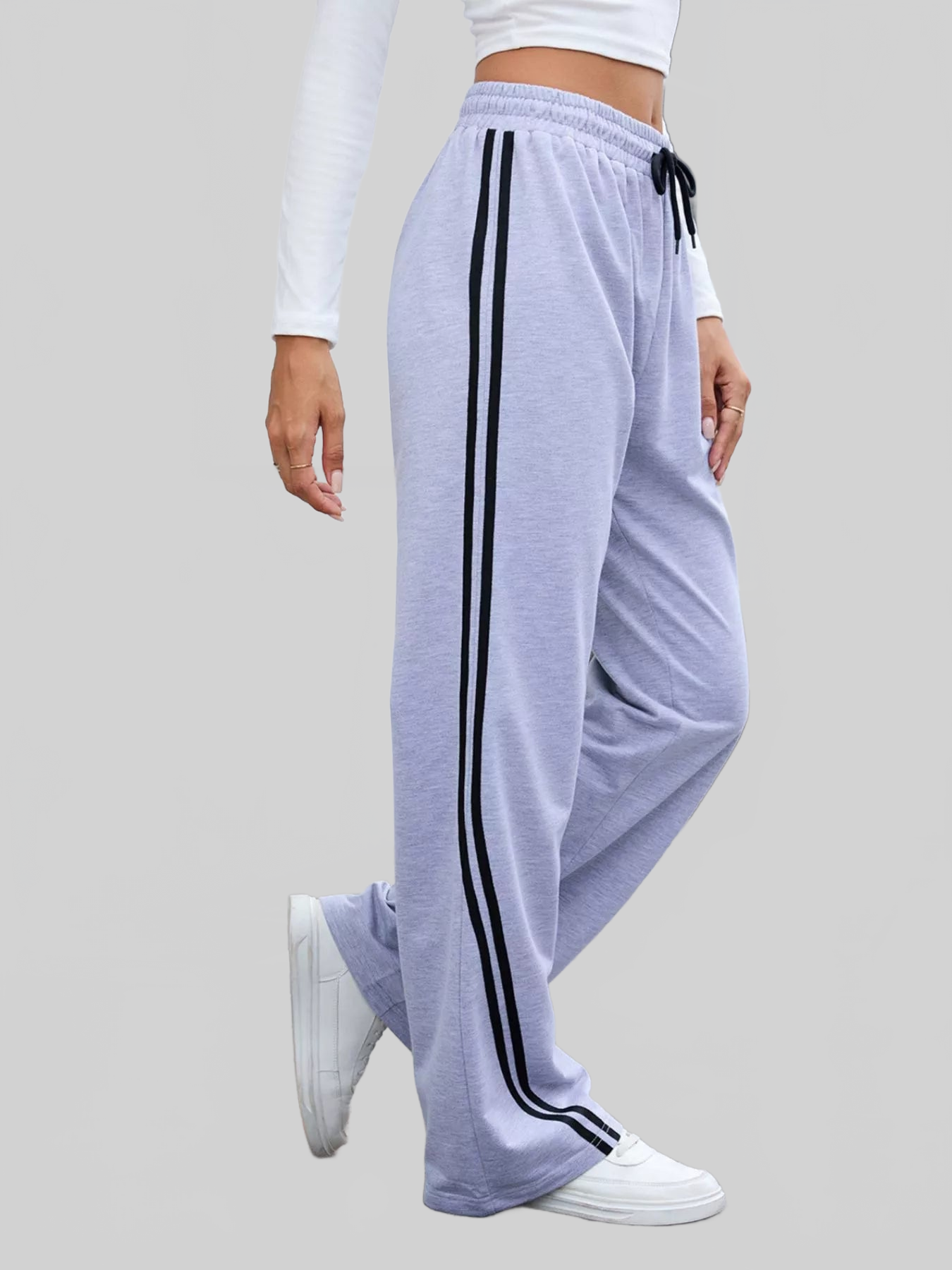 Women Side Striped Wide Leg Pants nicholesgifts