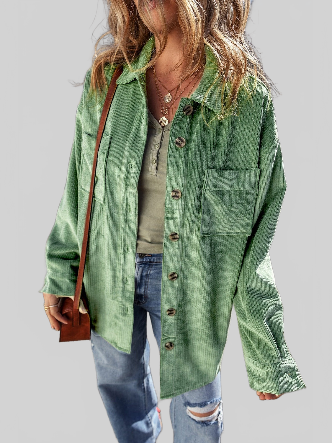 NicholesGifts Women Button Up Long Sleeve Jacket NicholesGifts