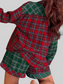 Plaid Contrast Patched Christmas Holiday Long Sleeve Shirt and Short 2pcs Pajama Set nicholesgifts