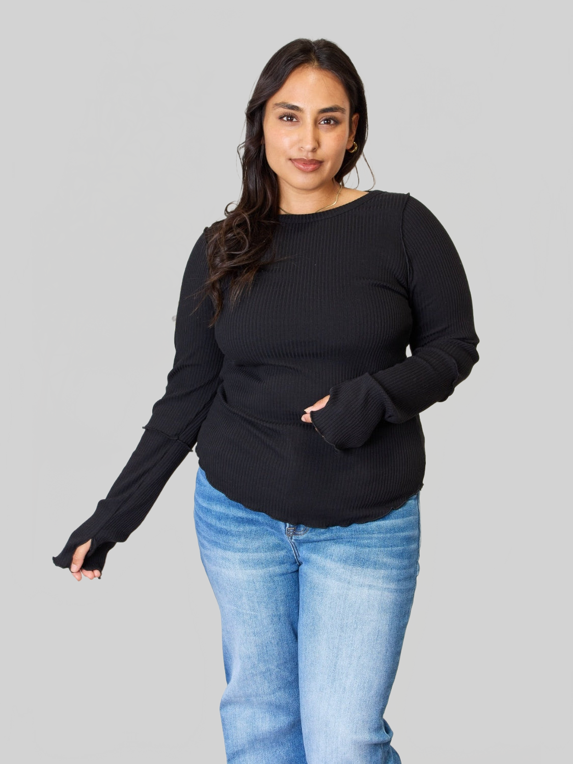 NicholesGifts Women Culture Code Full Size Ribbed Round Neck Long Sleeve Top NicholesGifts