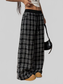 Women Plaid Wide-Leg Pants with Elastic Waistband nicholesgifts