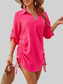 Women Texture Drawstring Half Sleeve Blouse nicholesgifts