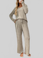 Ribbed Long Sleeve Top and Pants Lounge Set nicholesgifts
