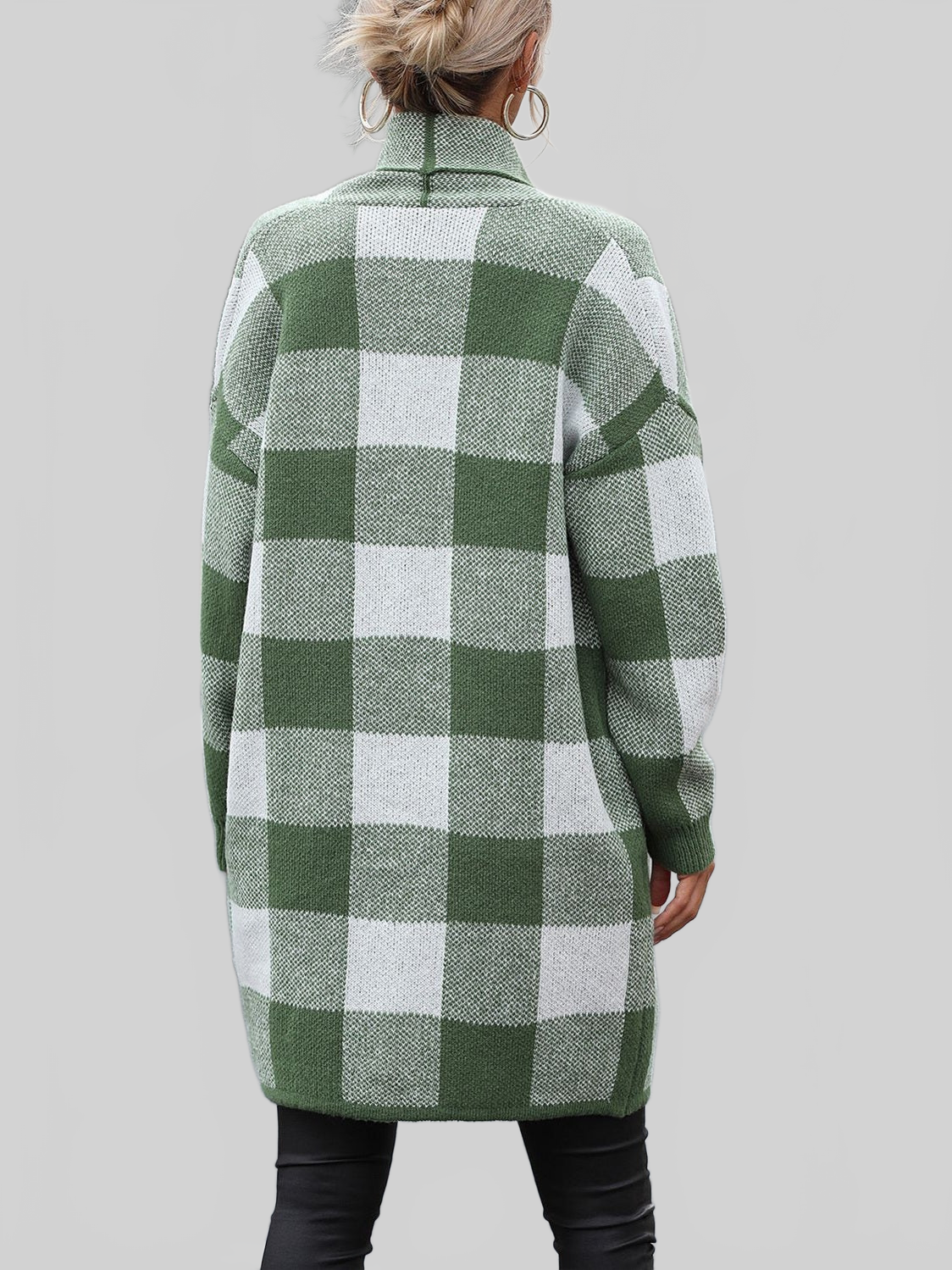 Plaid Dropped Shoulder Cardigan with Pocket nicholesgifts