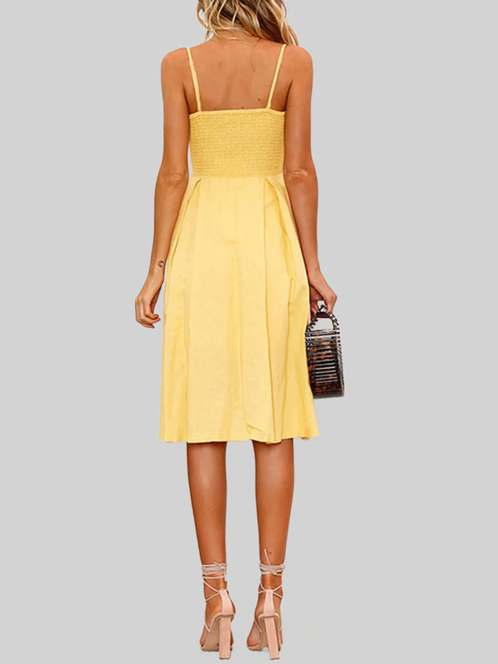 Cutout Smocked Sweetheart Neck Cami Dress nicholesgifts
