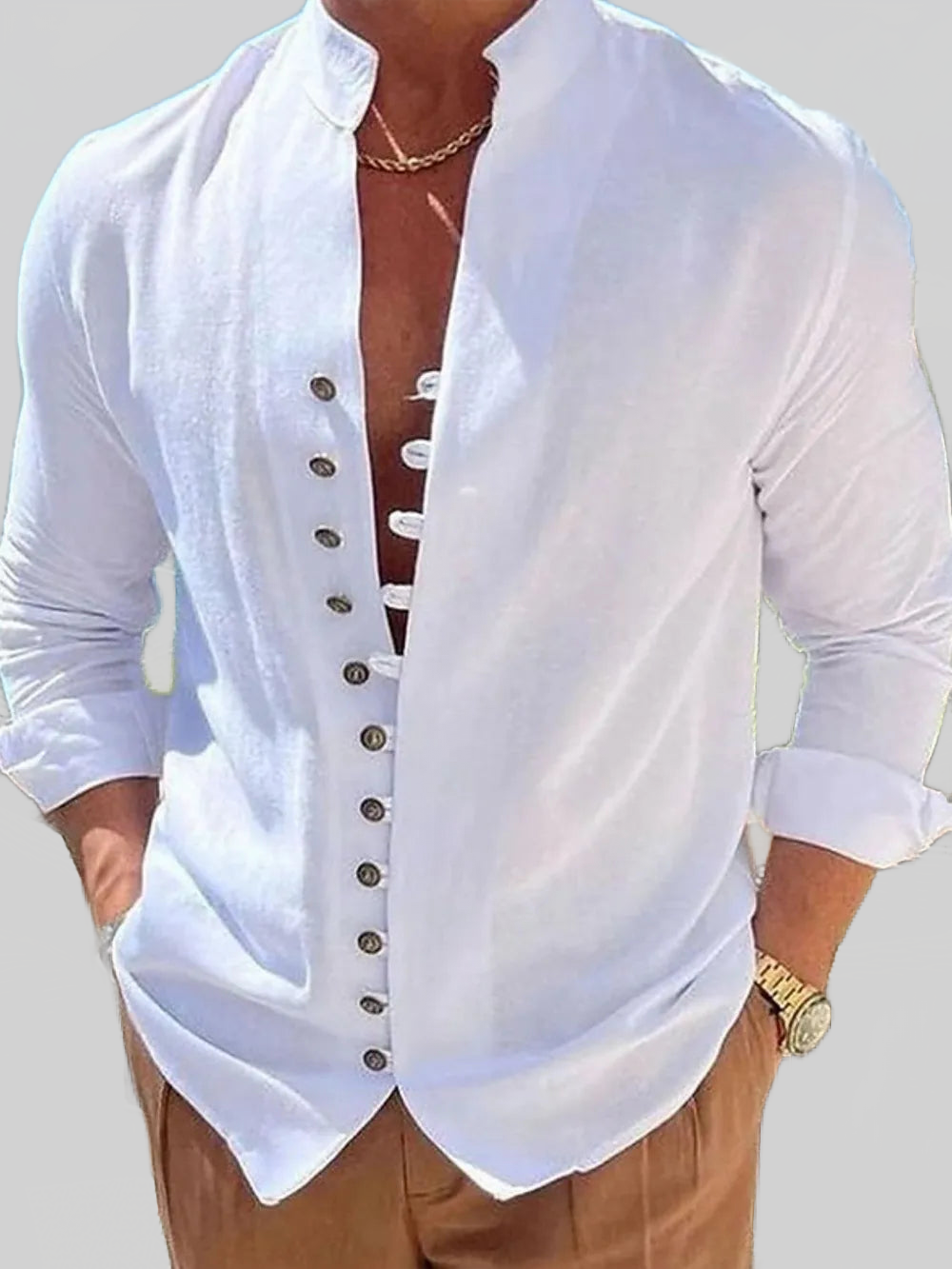 Men's Full Size Button Front Long Sleeve Shirt Plus Size nicholesgifts