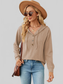 Drawstring Half Button Long Sleeve Hoodie nicholesgifts