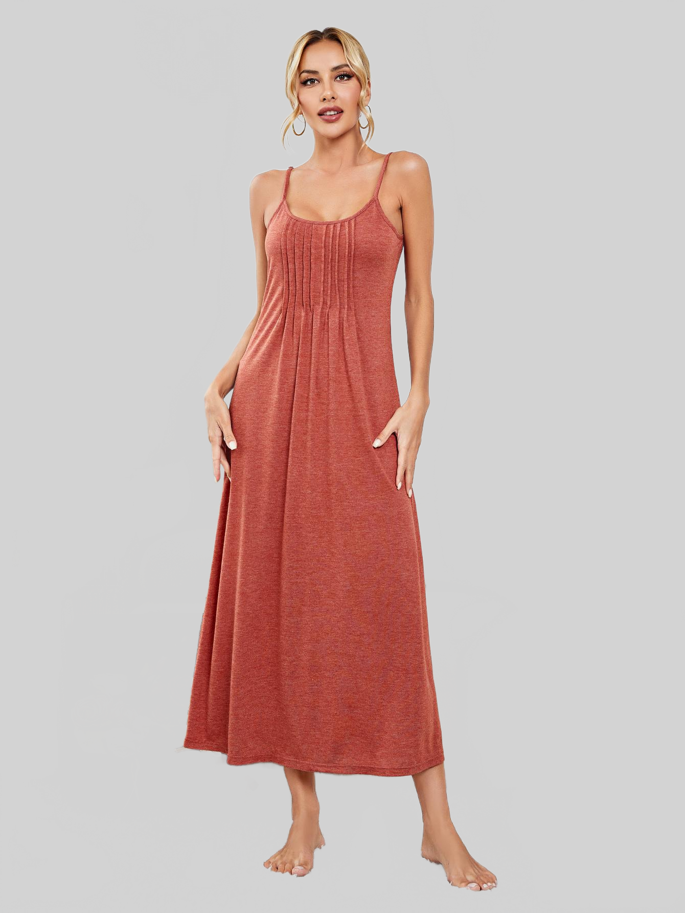 Scoop Neck Spaghetti Strap Night Dress nicholesgifts