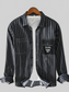 Men's Plus Size Striped Button Up Long Sleeve Shirt nicholesgifts