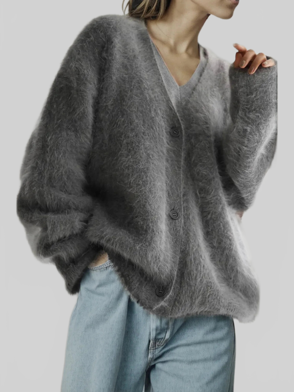 Women Button Up Dropped Shoulder Cardigan nicholesgifts