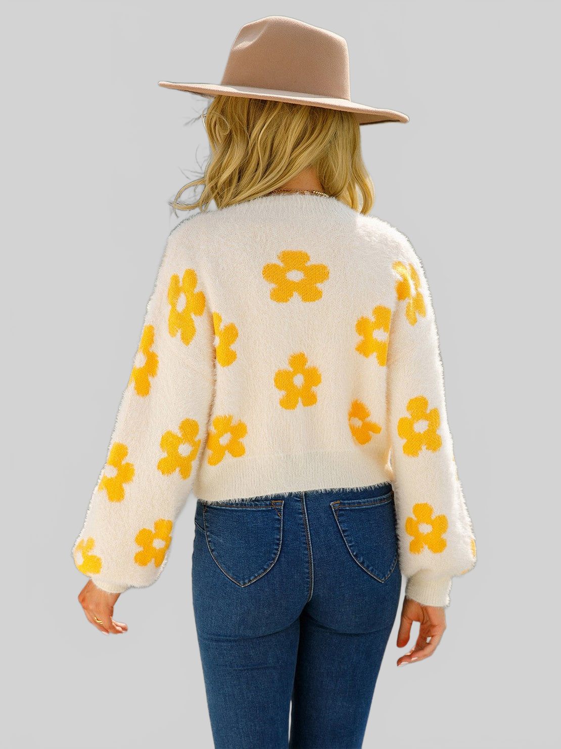 Angel Wings Floral Open Front Fuzzy Cardigan nicholesgifts