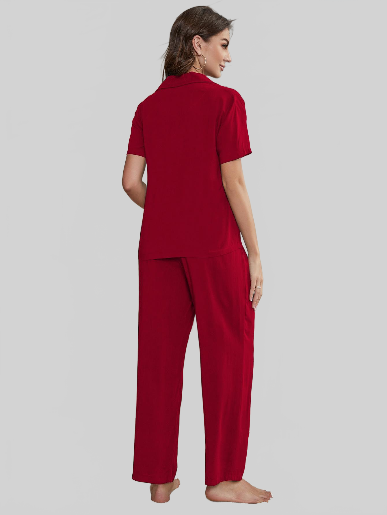 Short Sleeve Shirt, Bralette, and Pants Lounge Set nicholesgifts