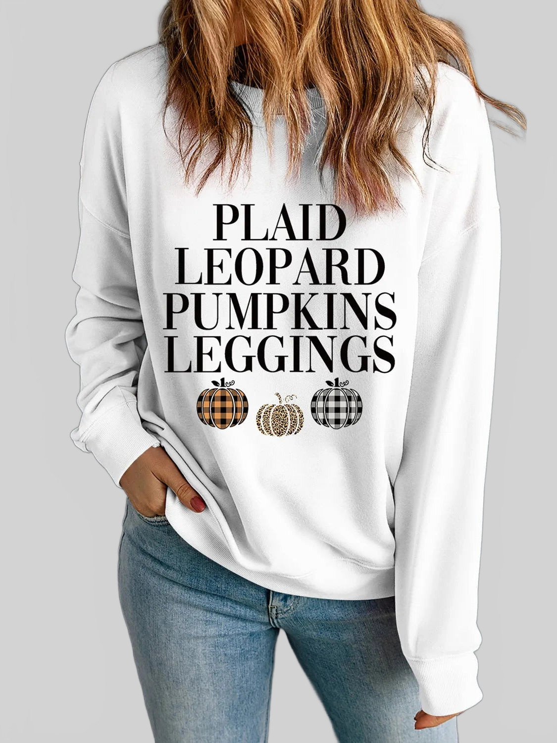 Letter Graphic Round Neck Long Sleeve Sweatshirt nicholesgifts