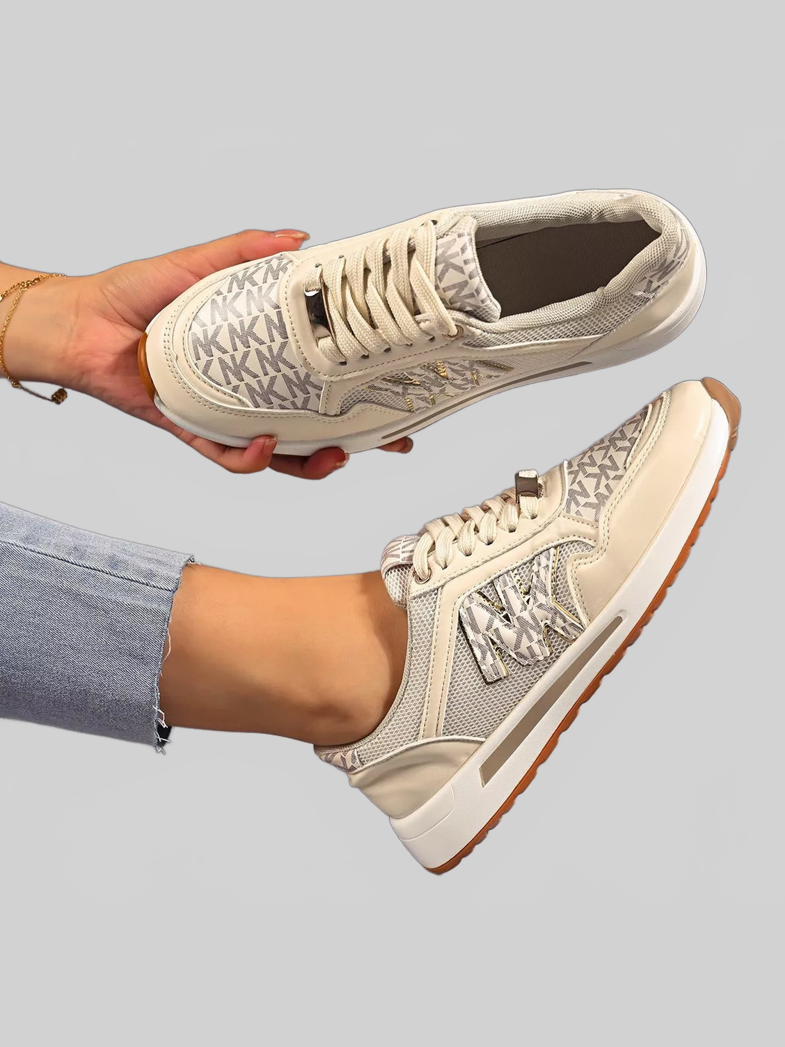 Women Lace Up Round Toe Sneakers nicholesgifts