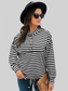 NicholesGifts Women Striped Half-Button Dropped Shoulder Hoodie NicholesGifts