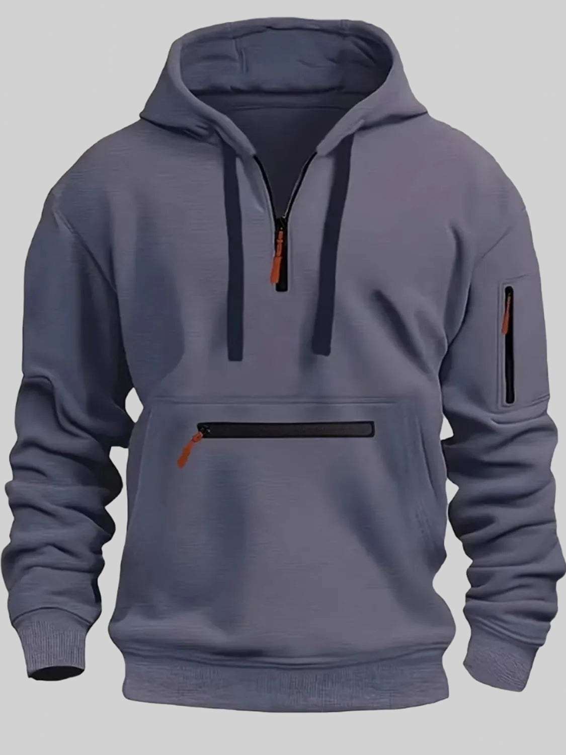 Men's Full Size Half Zip Long Sleeve Hoodie Plus Size nicholesgifts