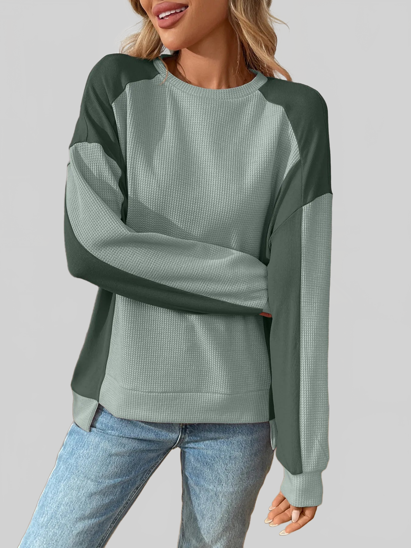 Color Block Long Sleeve Sweatshirt nicholesgifts