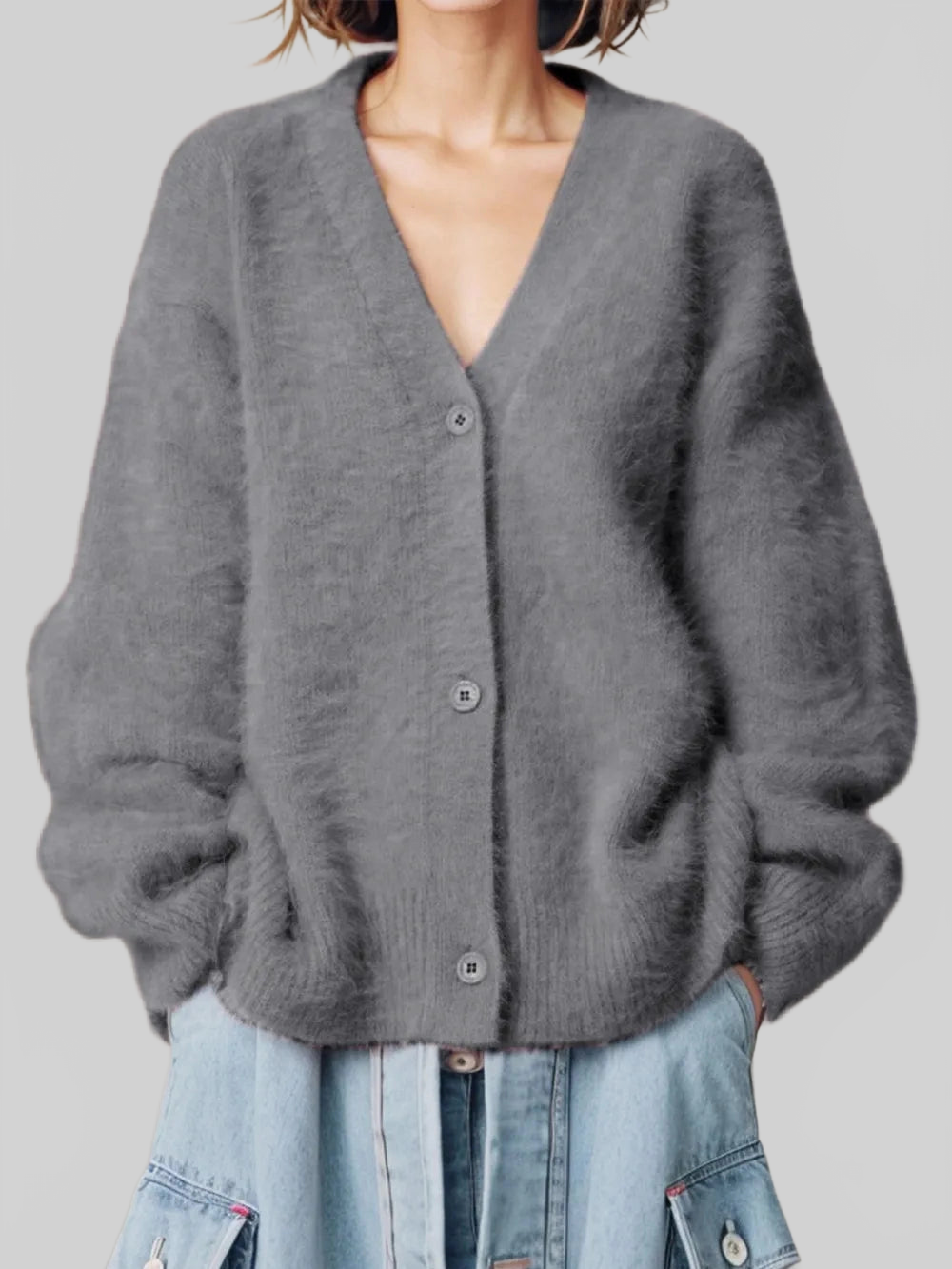 Women Button Up Dropped Shoulder Cardigan nicholesgifts