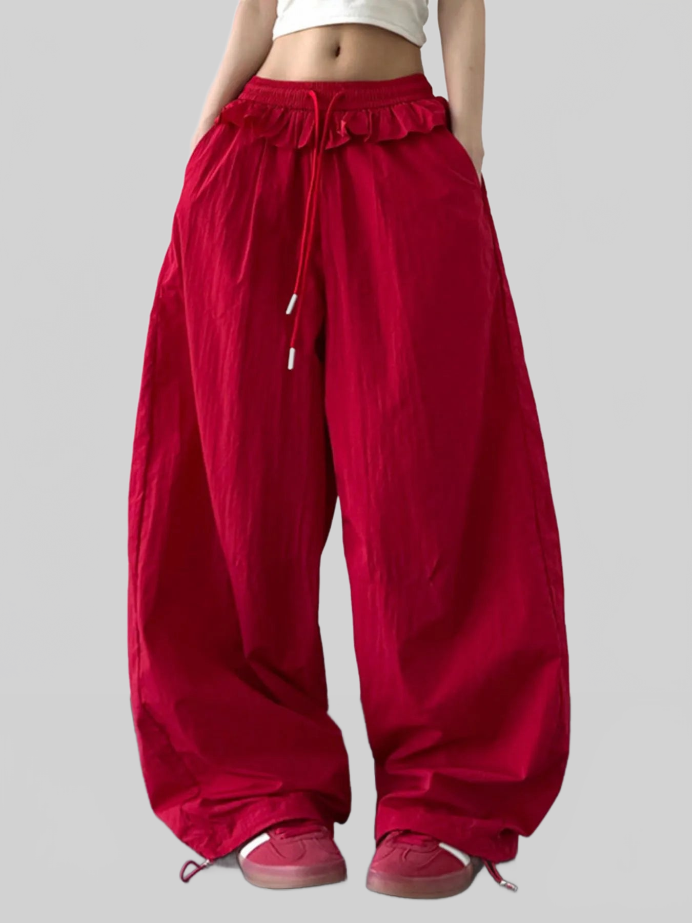 Women Drawstring Wide Leg Pants nicholesgifts