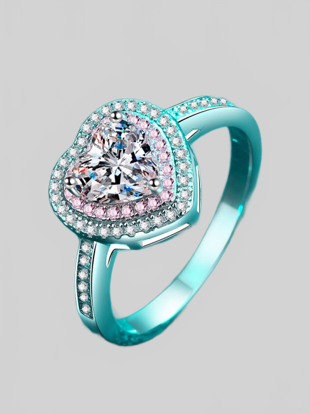 1 Carat Moissanite Heart 925 Sterling Silver Ring nicholesgifts
