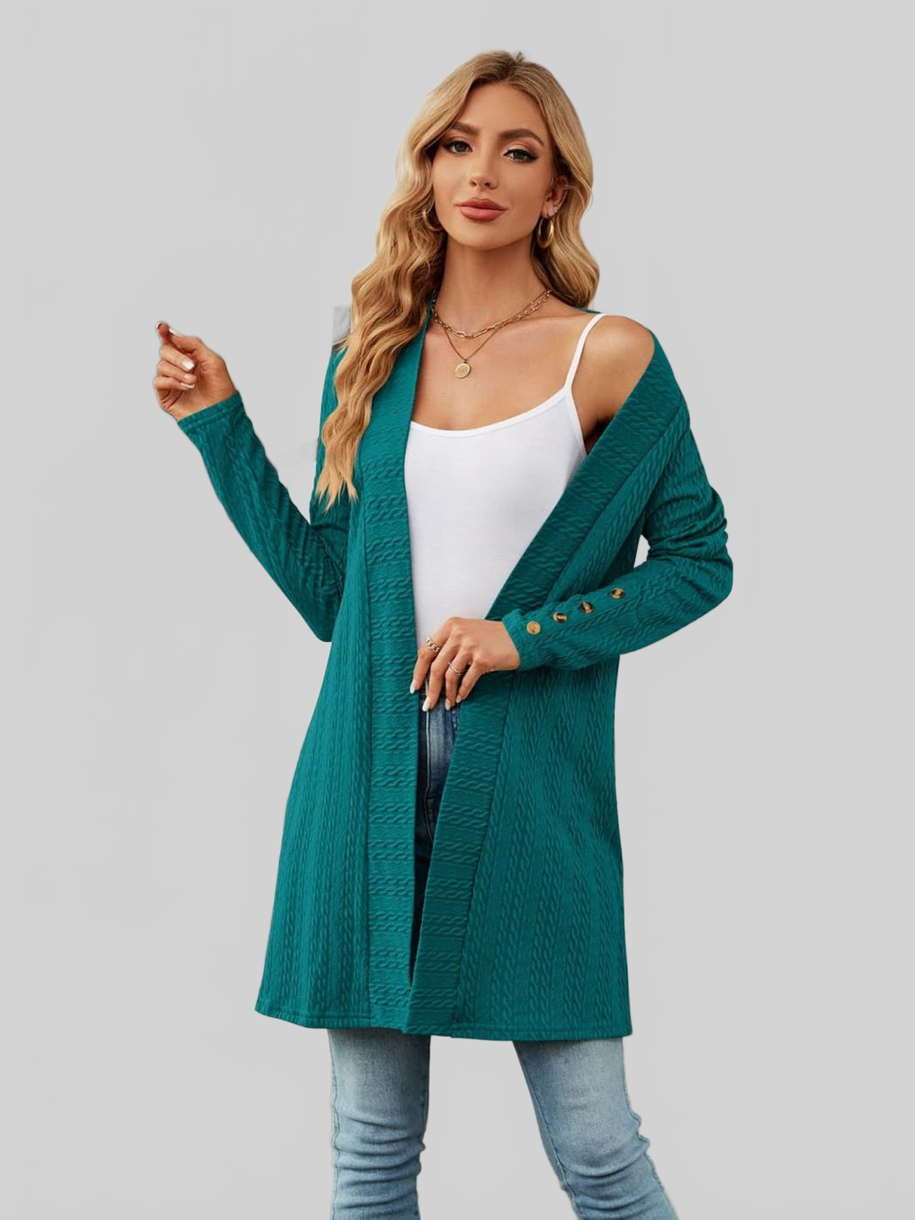 Long Sleeve Open Front Cardigan nicholesgifts