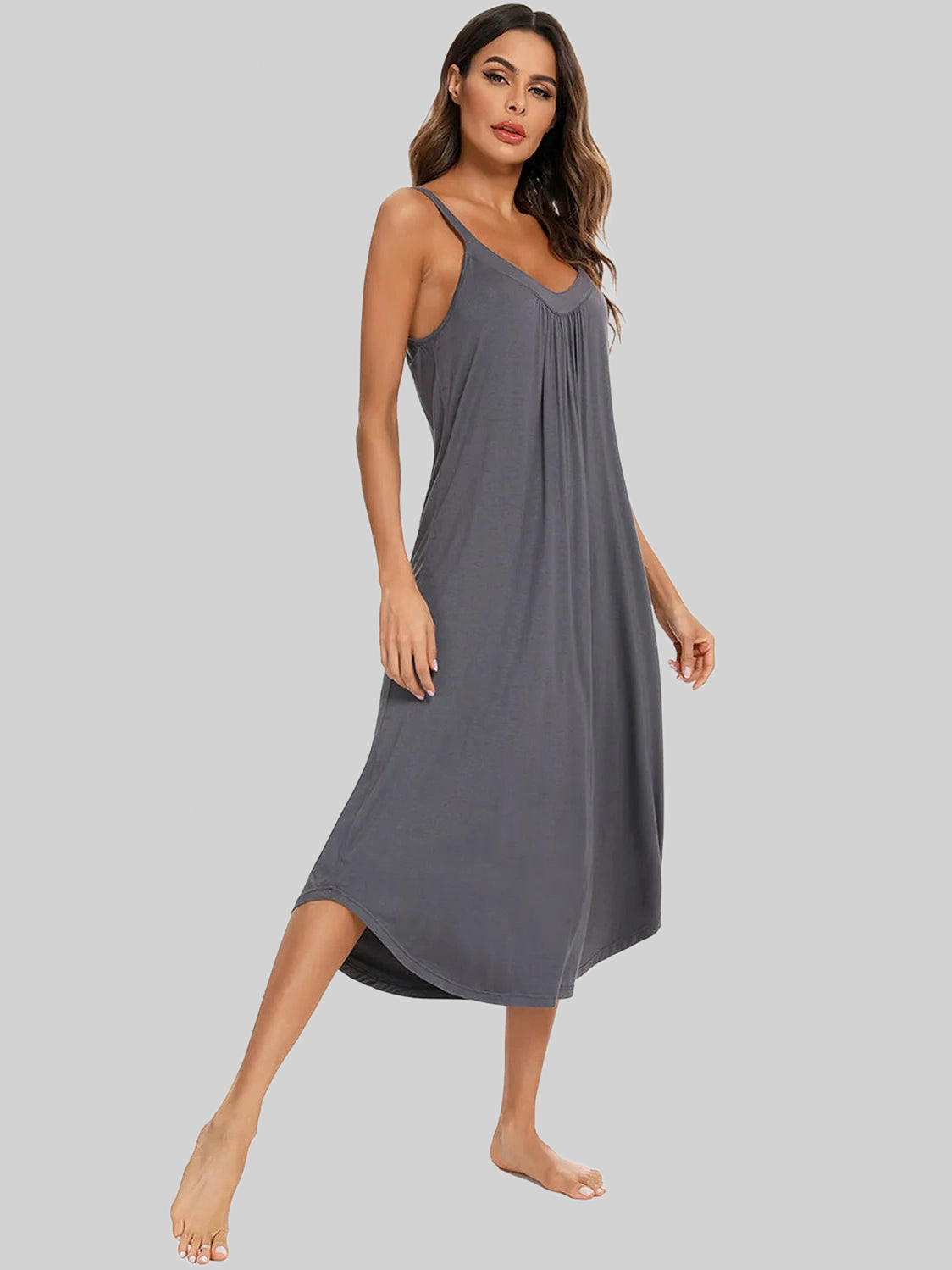 V-Neck Midi Lounge Dress nicholesgifts